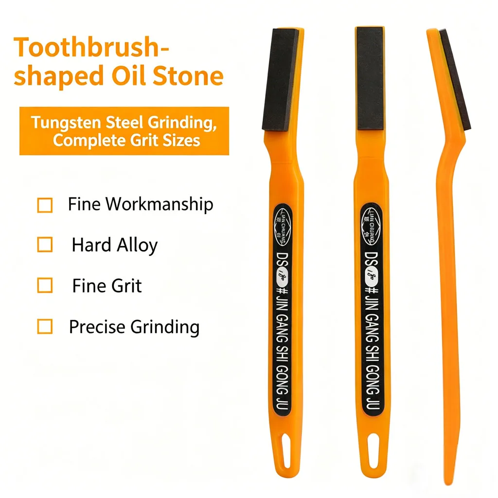 Toothbrush Shaped Diamond Oil Stone Tungsten Steel Grinding Stone Diamond Polishing Stone for Metal Mold Grinding 150-2000 Grit