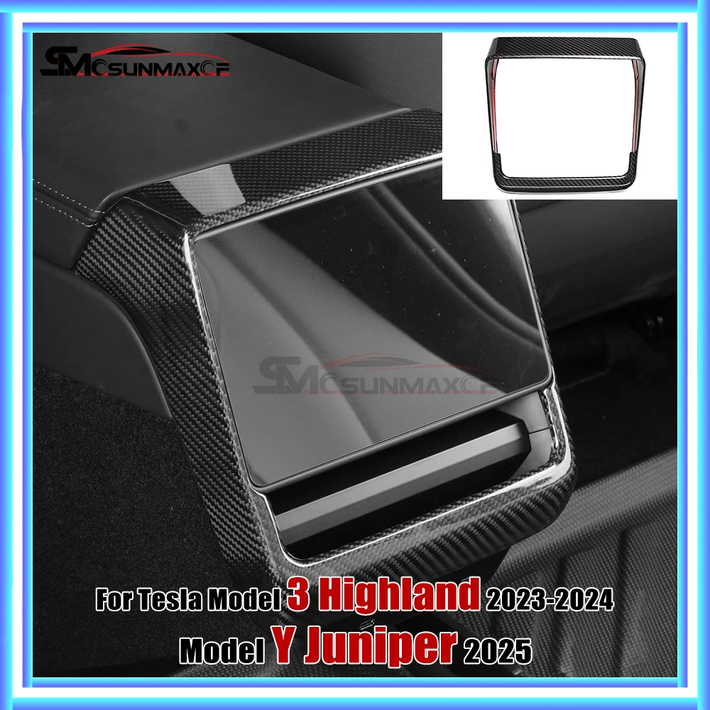 

Real Carbon Fibre Rear Screen Air Vent Frame Cover Car Interior Accessories for 2025 Tesla Model Y Juniper Model 3 Highland