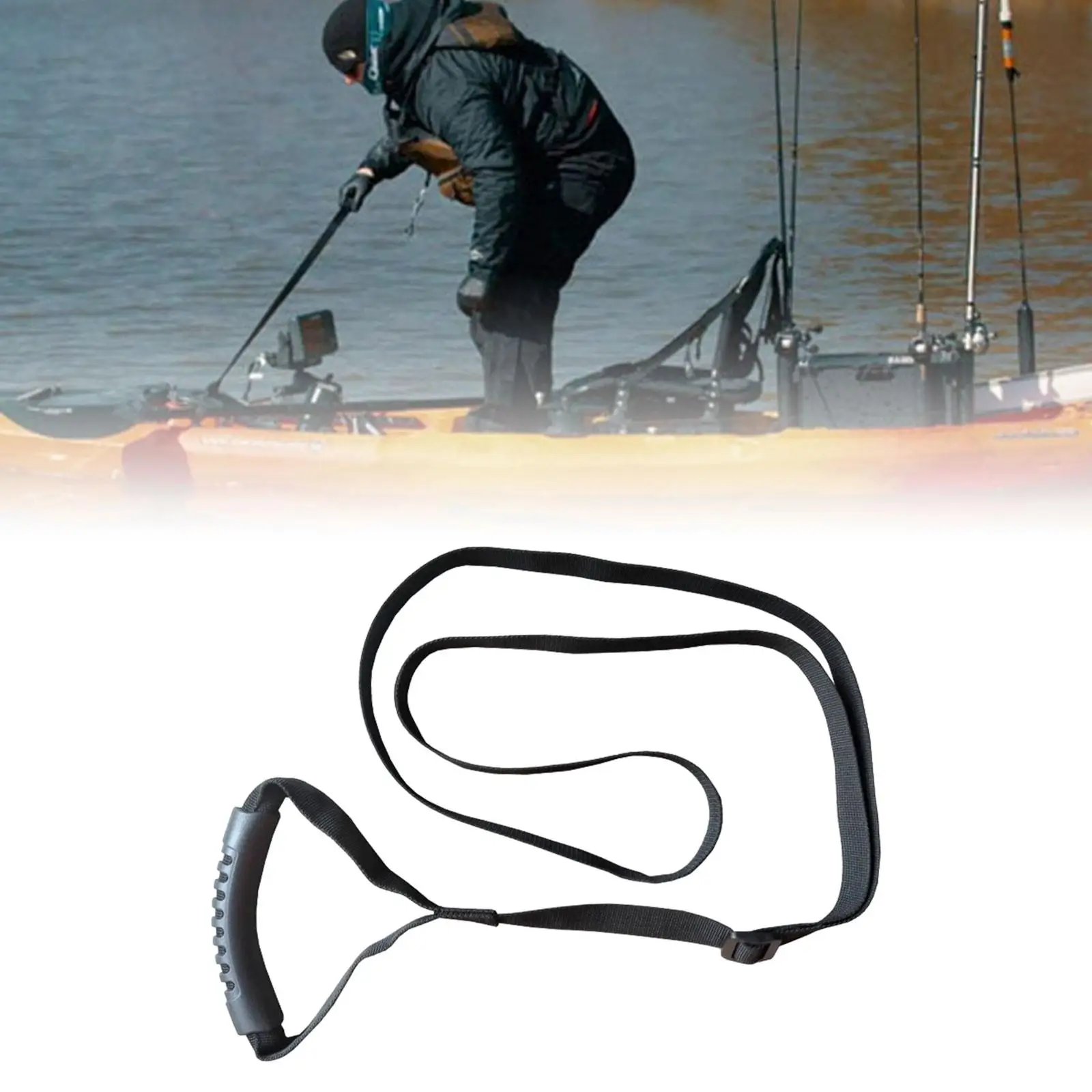 Kayak Stand up Assist Strap,Canoe Drag Strap,Strong Handle for Kayaker Standing Aid Pull Strap Adjustable Length from 35-59in