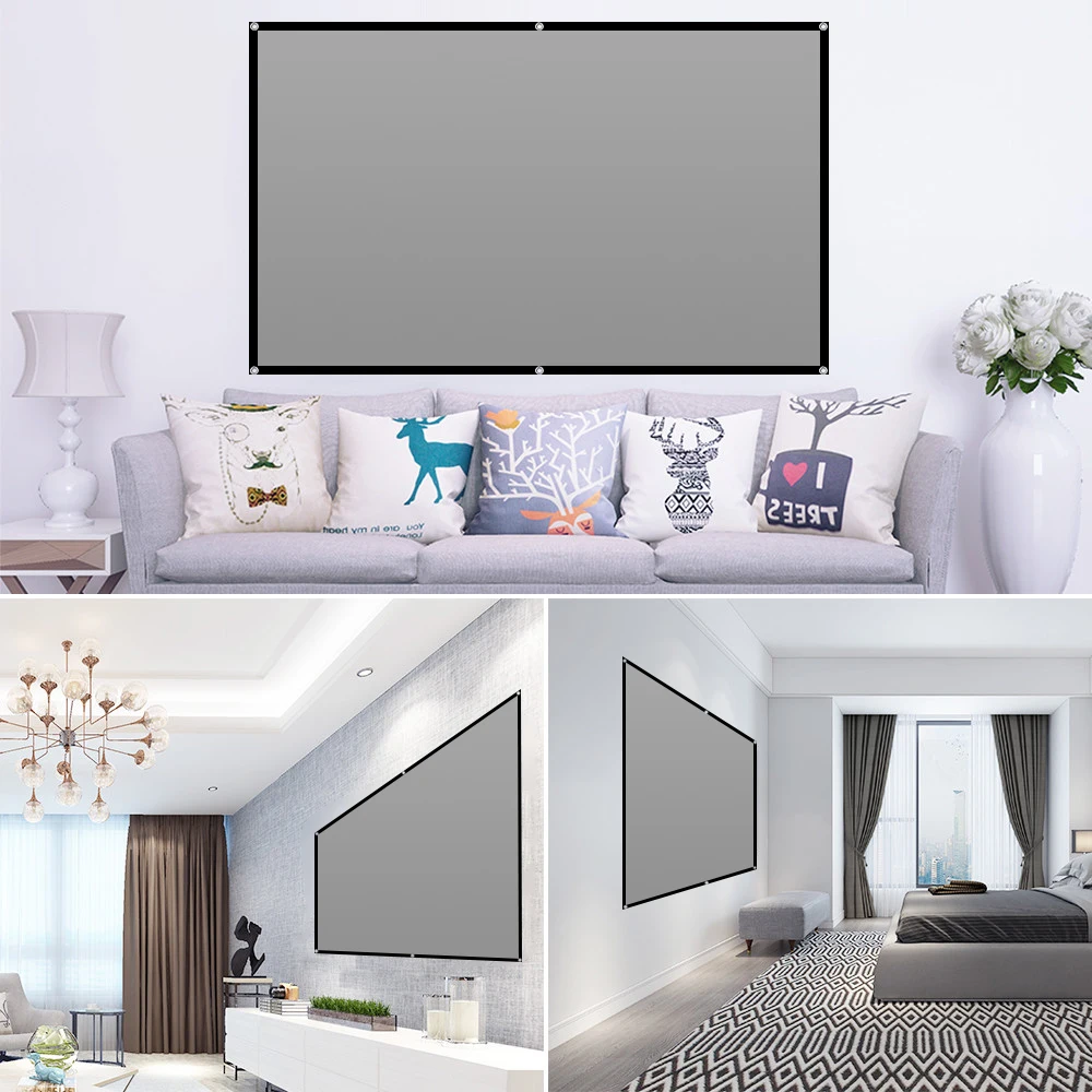 XSTROMSON Projector Screen 16:9 Metal Anti Light Special price Gray Optical Coating Portable Reflective Canvas Projection