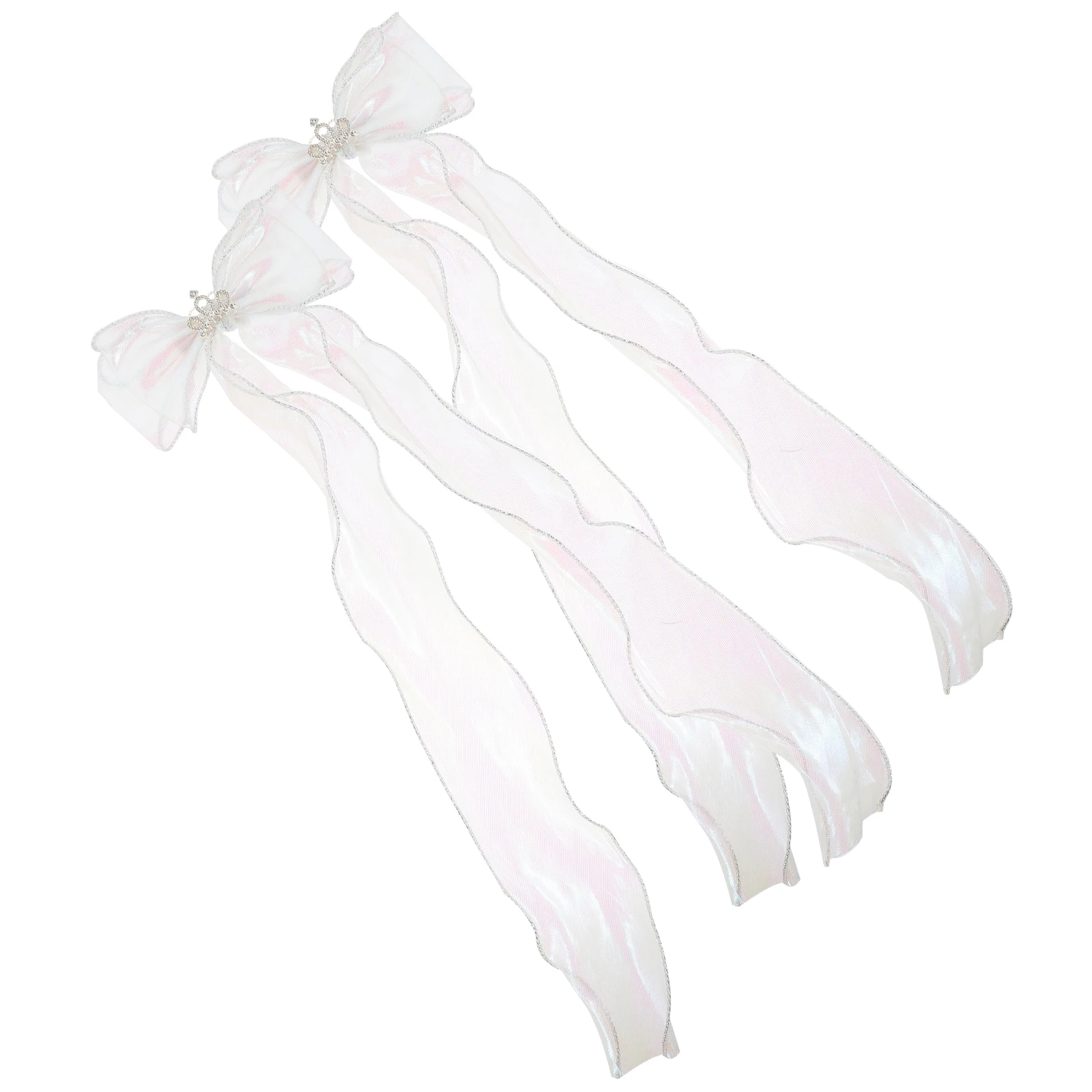 

2 Pcs Kids Hair Accessories for Girls Bow Hairpin Ribbons Polyester Bowknot Clips Headband White Barrette Bride