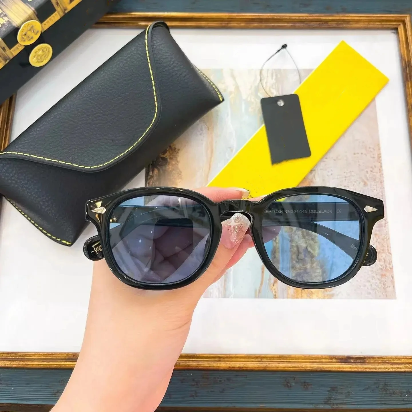 

Authentic Johnny Depp LEMTOSH Blue Lenses Classic Luxury Men Women Sun Glasses UV400 Fashion Acetate Frames Male Couple Eyewear