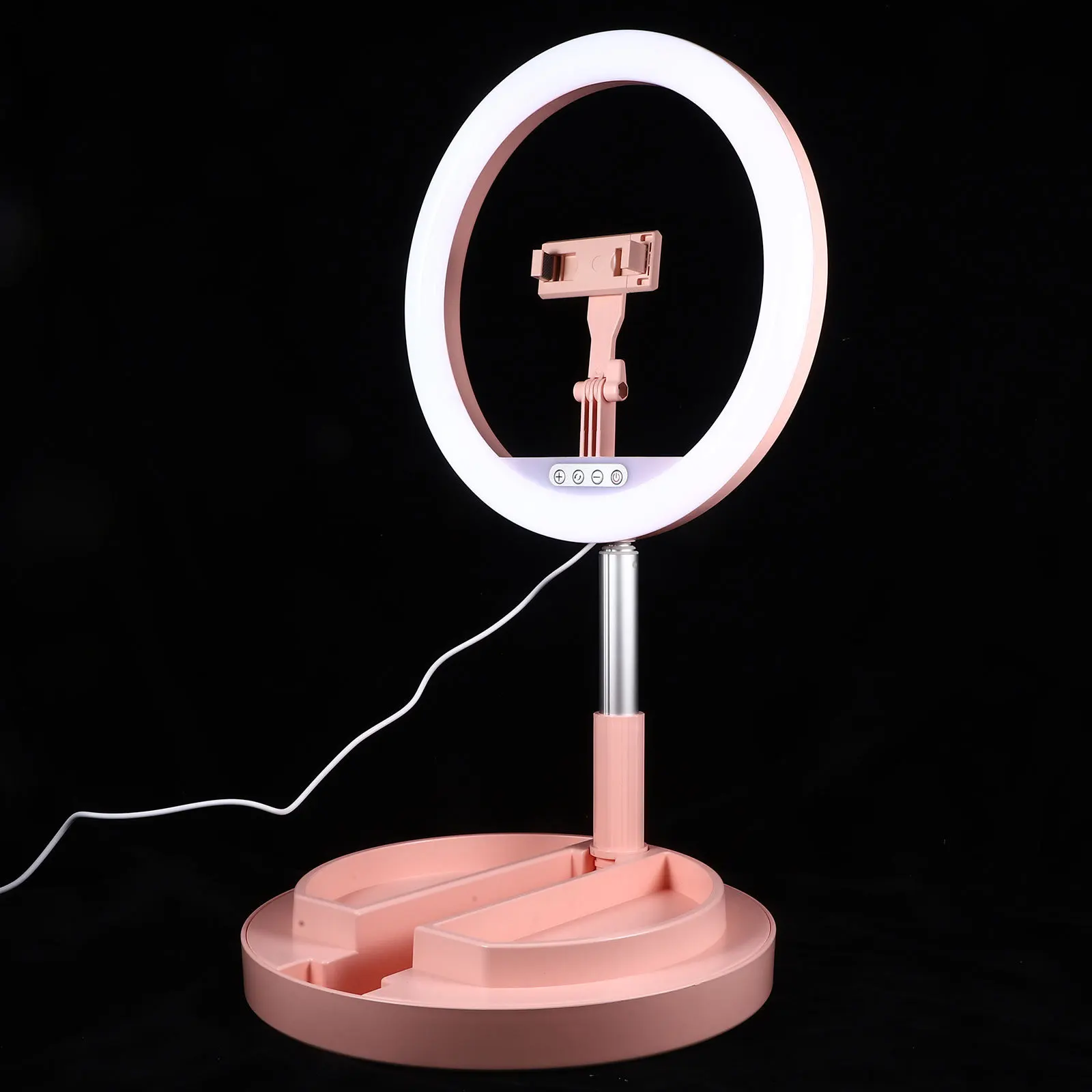1Pcs LED Ring Light Live Broadcast Stand Foldable Retractable Mobile Phone Holder Adjustable Brightness Soft Eye Protection Fill