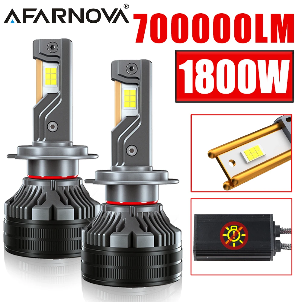 1800W H7 LED Headlights Canbus 700000LM LED Car Bulbs H4 H11 H1 H8 H9 9005 HB3 9006 HB4 9012 HIR2 Turbo Lamp Three Copper Tube