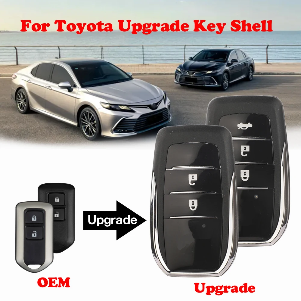 

jingyuqin Reomte Modified Car Key Shell For Toyota Corolla Camry RAV4 Highlander Vios Crown Yaris Verso Land Cruiser 2008-2014