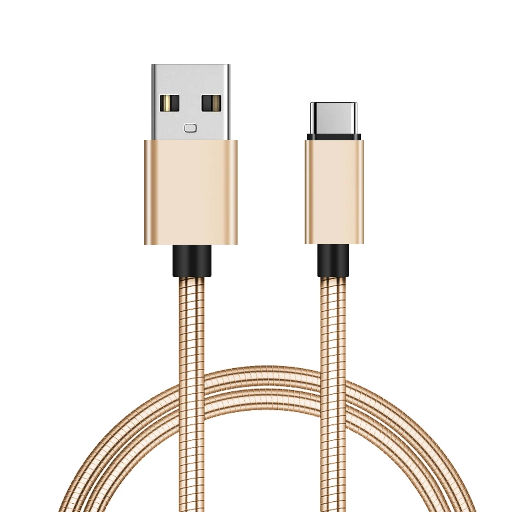 Metal Spring 2M Charging Cord Micro USB Data Fast Charging Cable Aluminum USB Type C Cable For iPhone 13 12 11 Pro Charger Cable