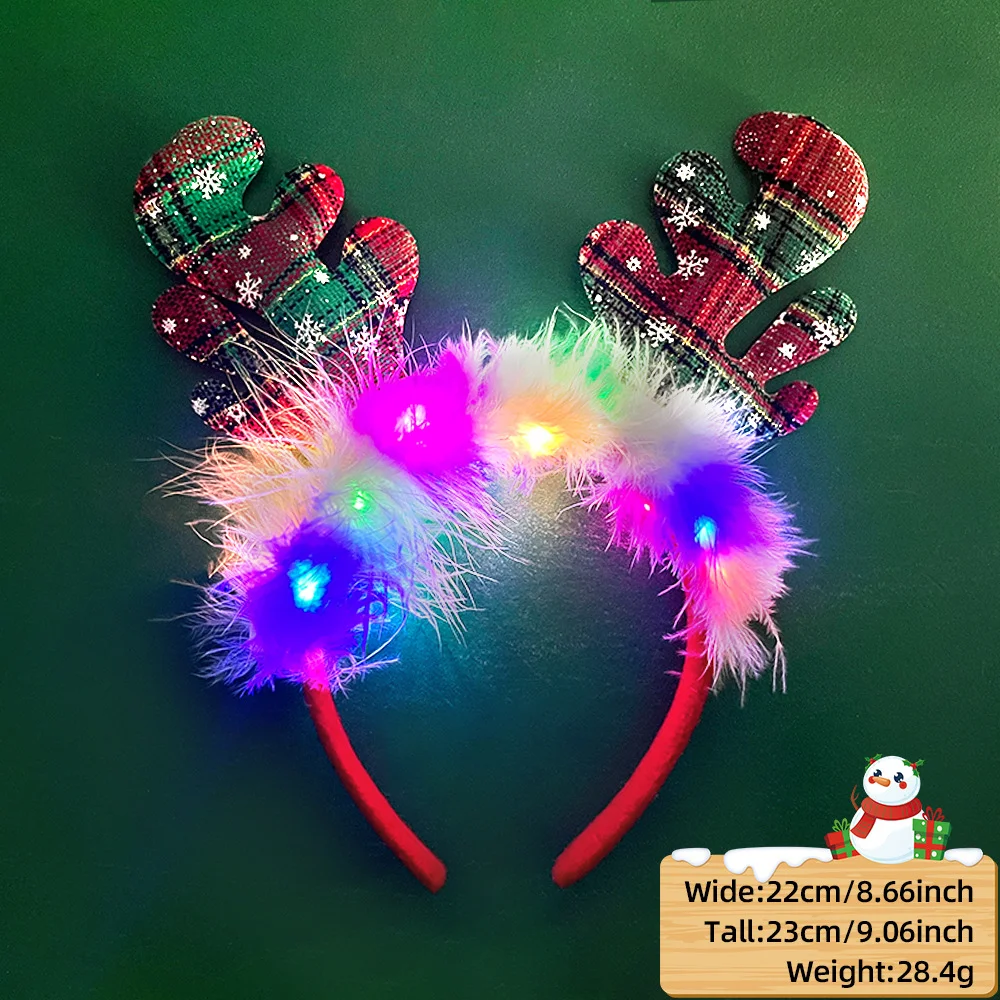

Christmas Light-Up Headband for Kids and Adults, Party Decoration, Cosplay, Cartoon Reindeer Antlers