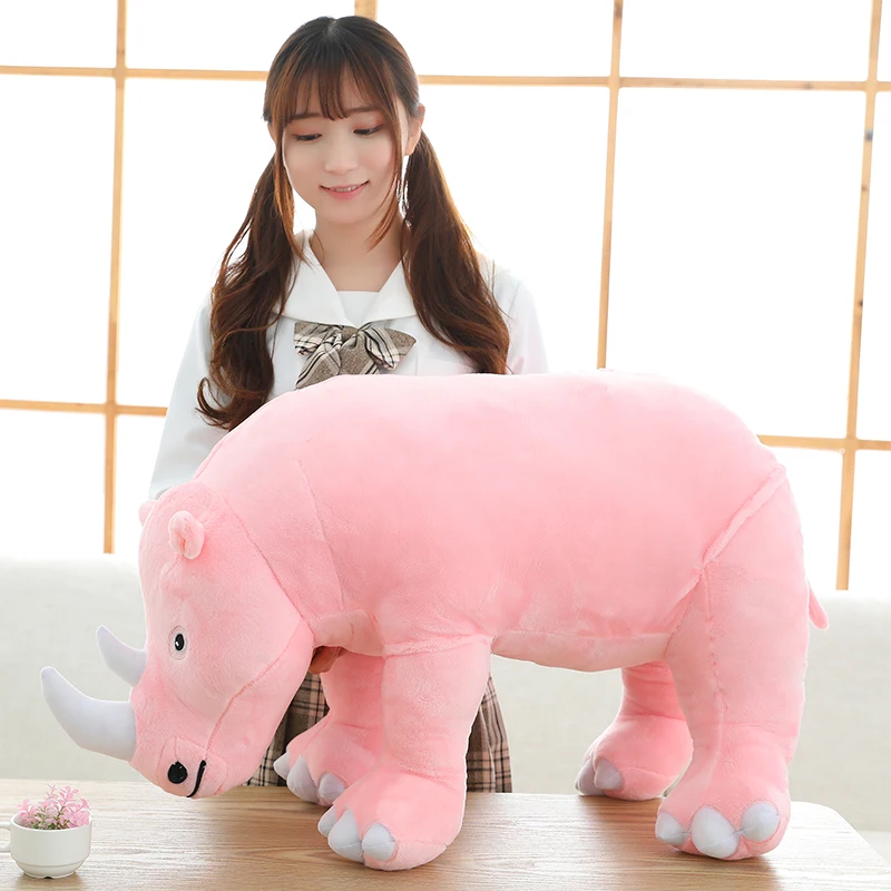 40/60/80cm Giant Plush Rhinoceros Toys Lifelike Stuffed Animal Pillow Zoo Dolls Baby Cushion Kids Appease Toy Girl Birthday Gift