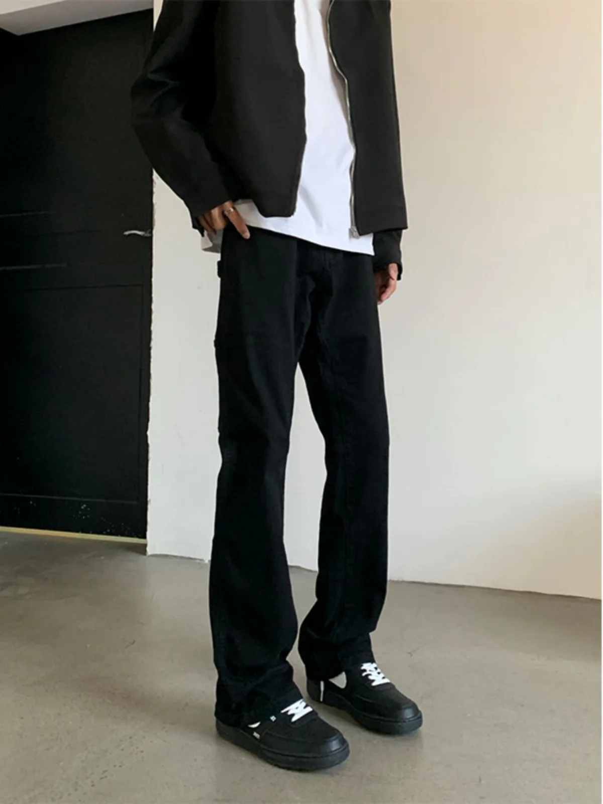 

Men's Fleece Lined Straight Leg Jeans Slimming Bootcut Trousers Stylish Winter Fashion High Waist Long Pants Trendy Teens