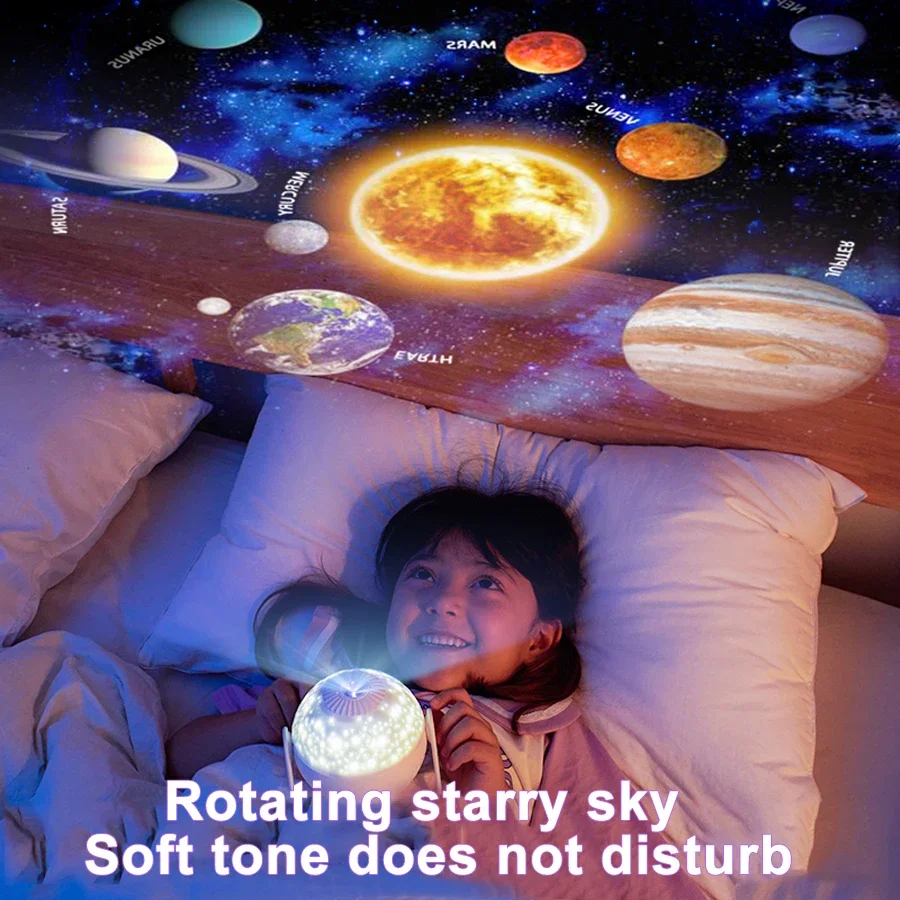 LED Night Light Galaxy Projector Starry Sky Projector 360° Rotate Planetarium Lamp For Kids Bedroom Valentines Day Gift Wedding