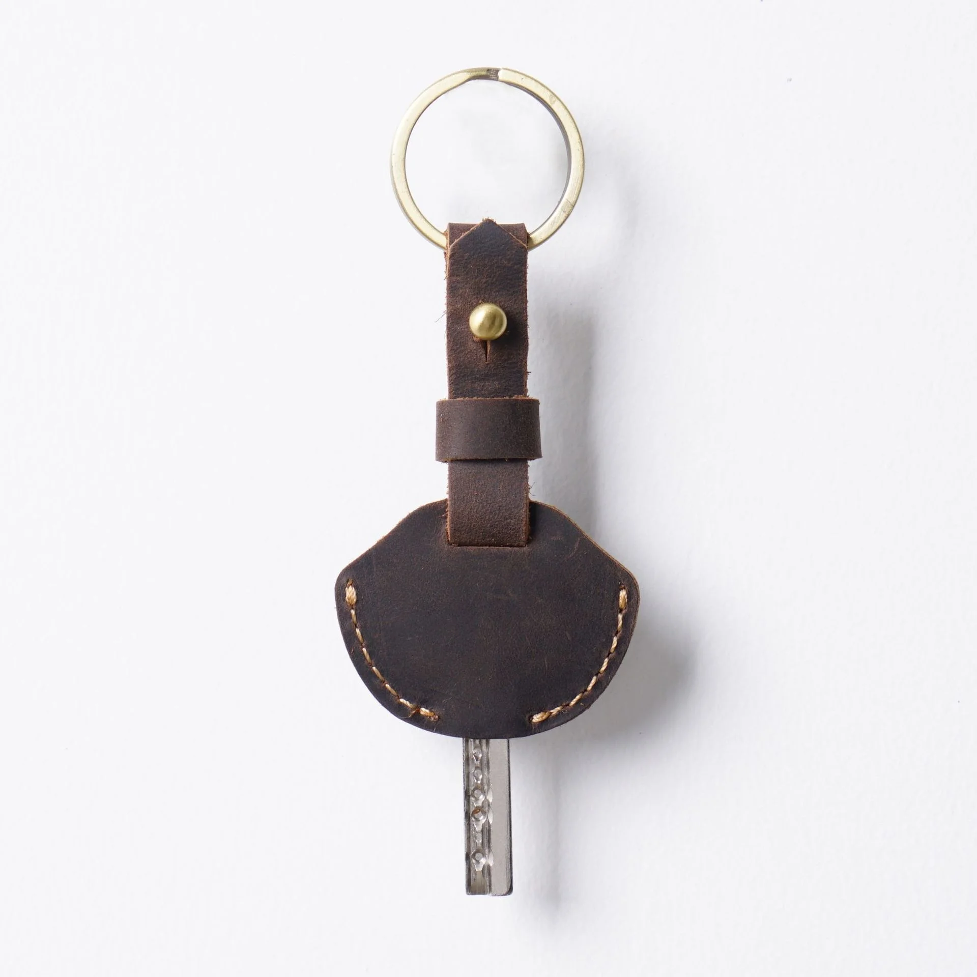 Genuine Leather Simple Keychain Cowhide Car Key Holder Men Keyrings Retro Key Case Creative Business Gift Wholesale