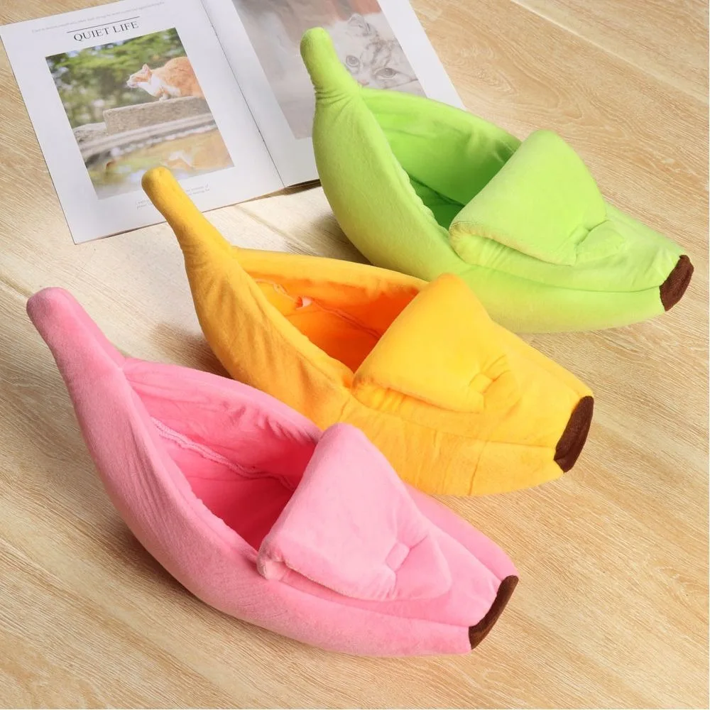 Durable Multicolor Banana Cat Bed Portable Winter Warm Banana Cat House Pet Basket Cozy Cat Mat Beds Dog Cushion Supplies