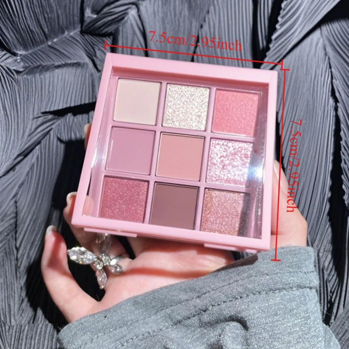 9색 아이섀도우 팔레트: 스모키 핑크 로즈, 펄 & 매트, 파인 텍스처, 흘러내림 없음. 축제, 학교, 결혼식, 일상생활에 적합합니다.