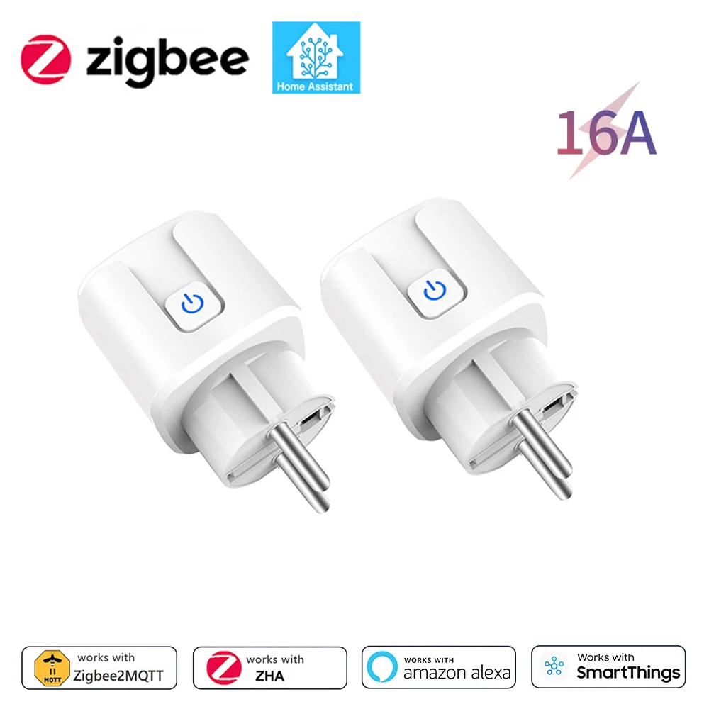 Home Assistant Zigbee EU Smart Plug 20A/16A Smart Socket met Power Monitoring Timing Functie APP Controle Werkt met Alexa Z2M