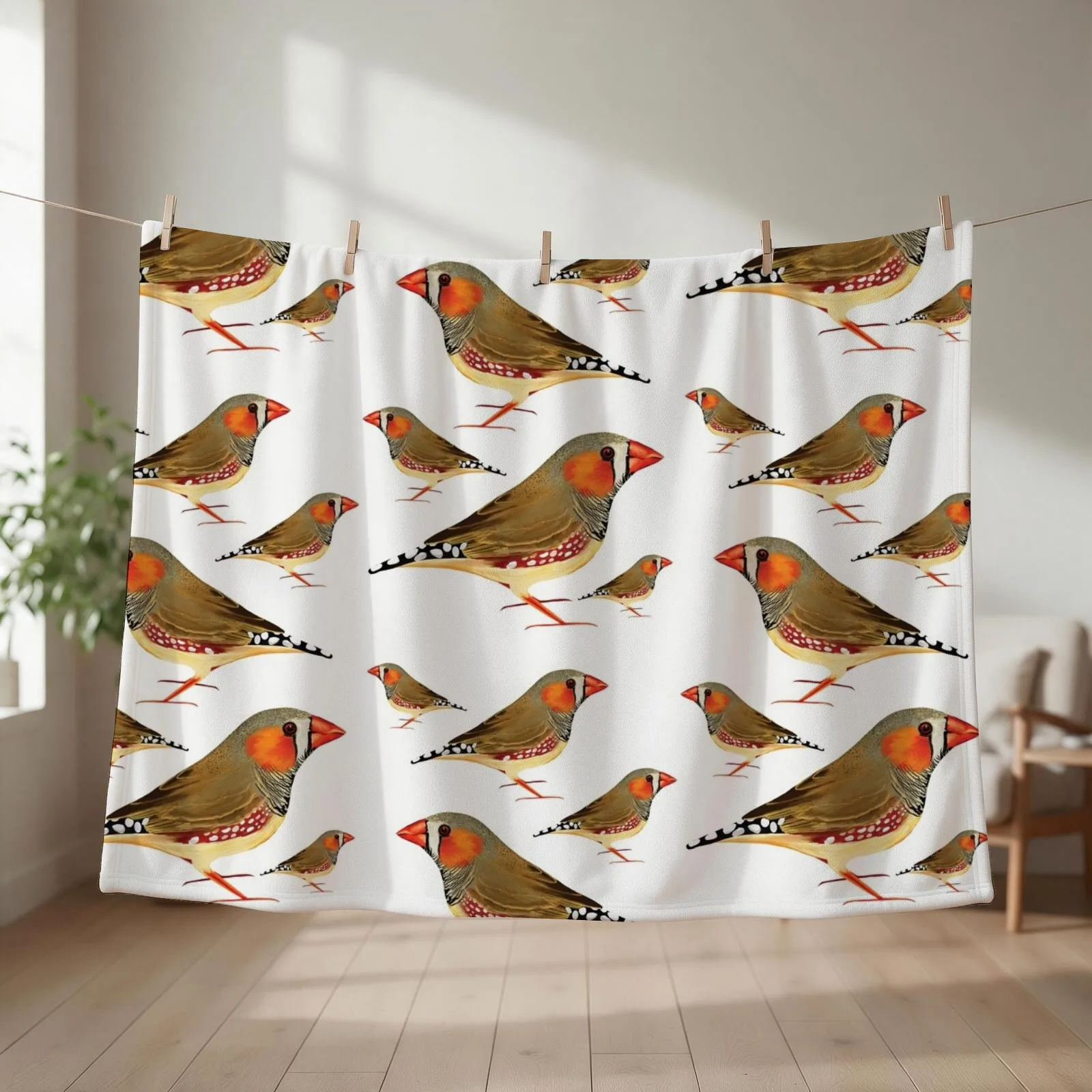 Zebra Finch Throw Blanket Luxury Designer for winter blankets and throws Soft Big Blankets