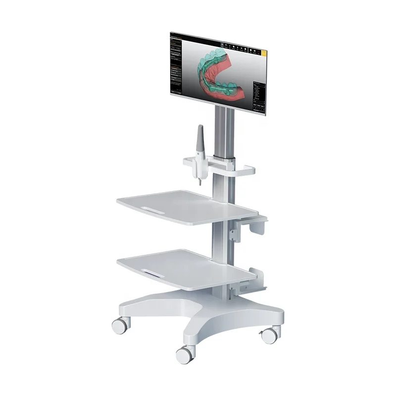 

Wholesale Price Aluminum Hospital Furniture Medical l Oral Scanning Cart With Oral Scanner Holder and 2 Tray for Hospital
