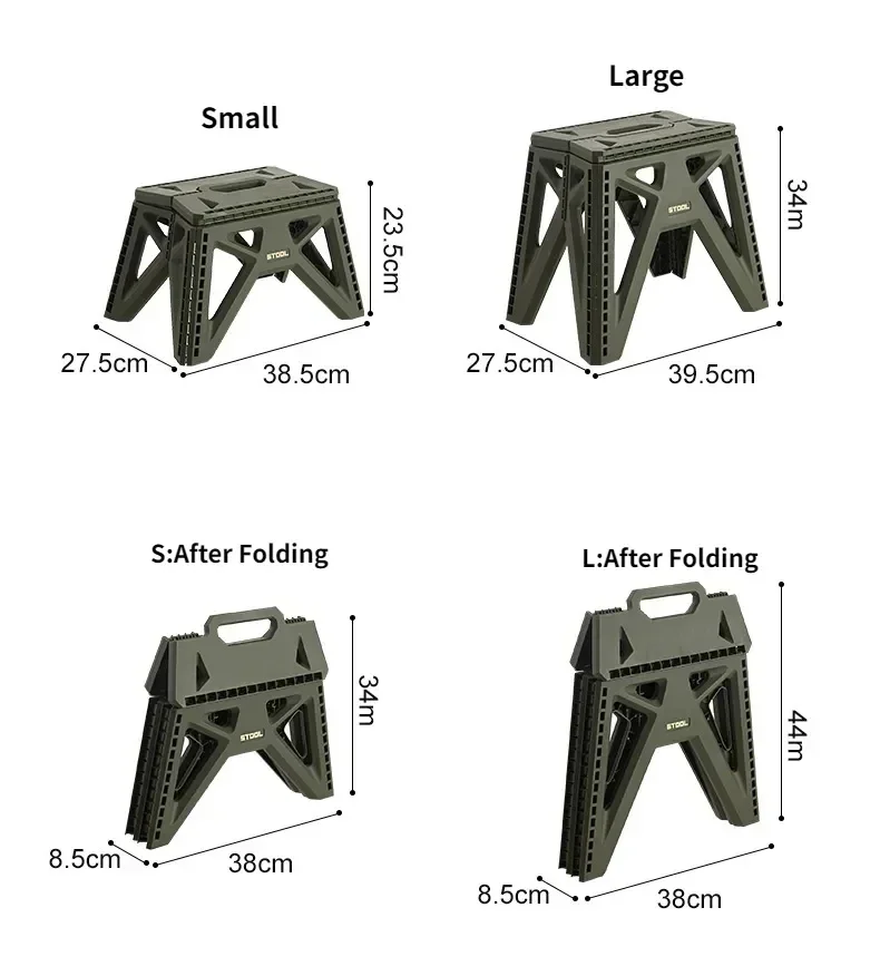 Portable Outdoor Folding Stool, Camping Fishing Chair, High Load-Bearing, Reinforced PP Plastic Triangle Stool