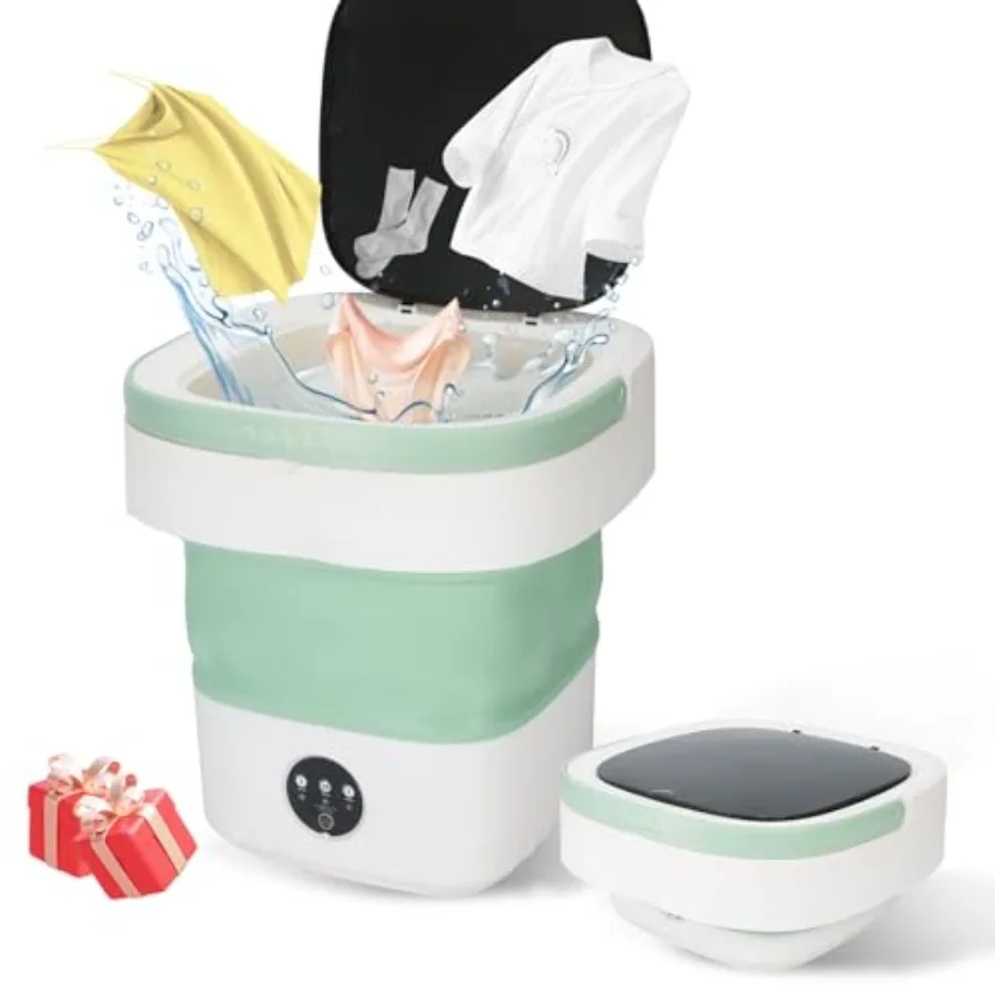 

Mini Portable Washing Machine Foldable Washer with 3 Modes and Blue Light Disinfection Ideal for Baby Clothes Underwear and Soc