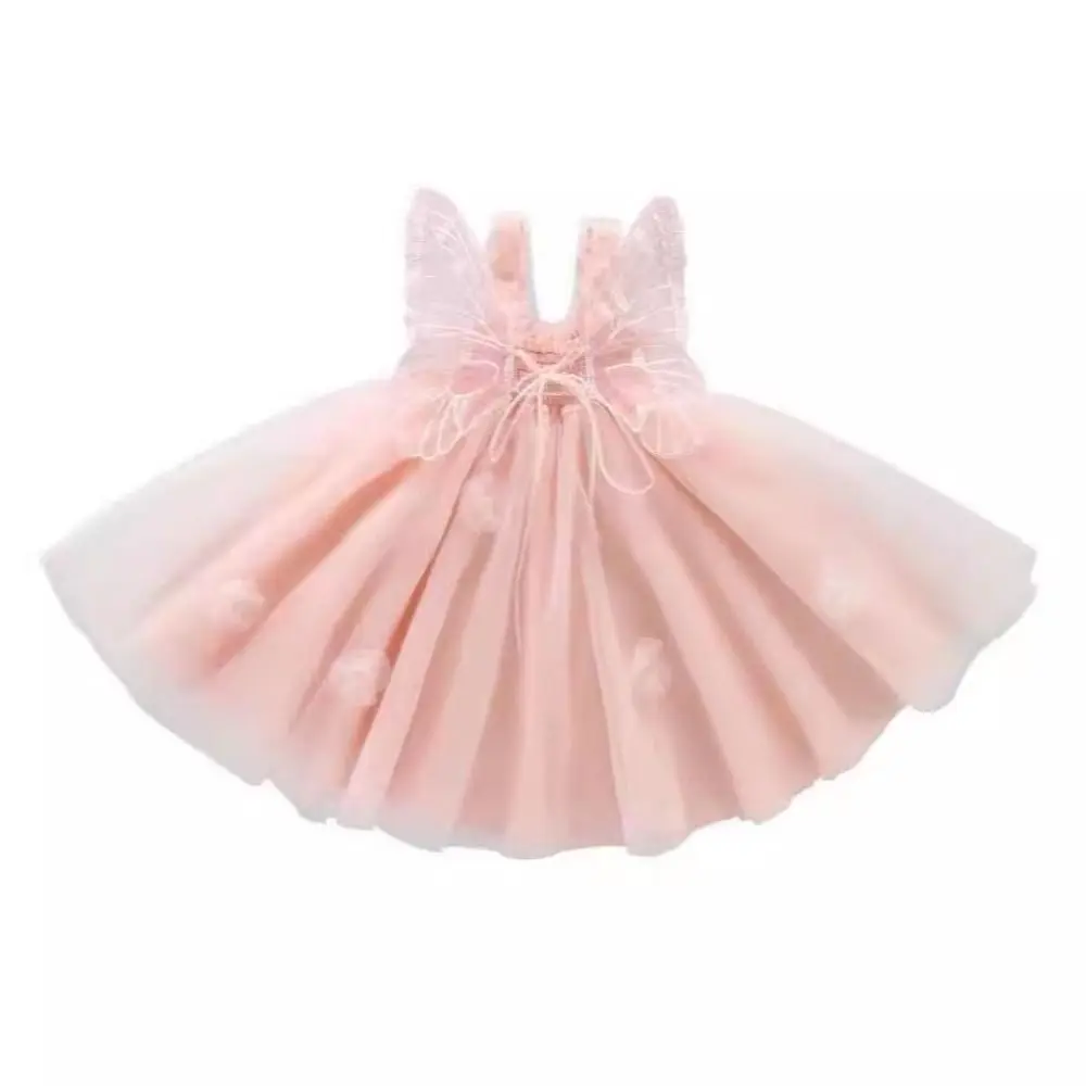 الدانتيل متابعة طفلة فستان الأميرة الحلو الدانتيل طفلة فقاعة فستان عادية تصميم جديد فراشة الجناح Pettiskirt