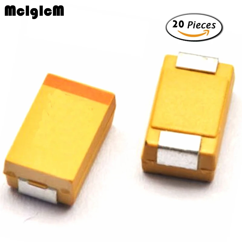 Mcigicm 20pcs d 7343-31 100uf 10v smdアングルコンデンサ