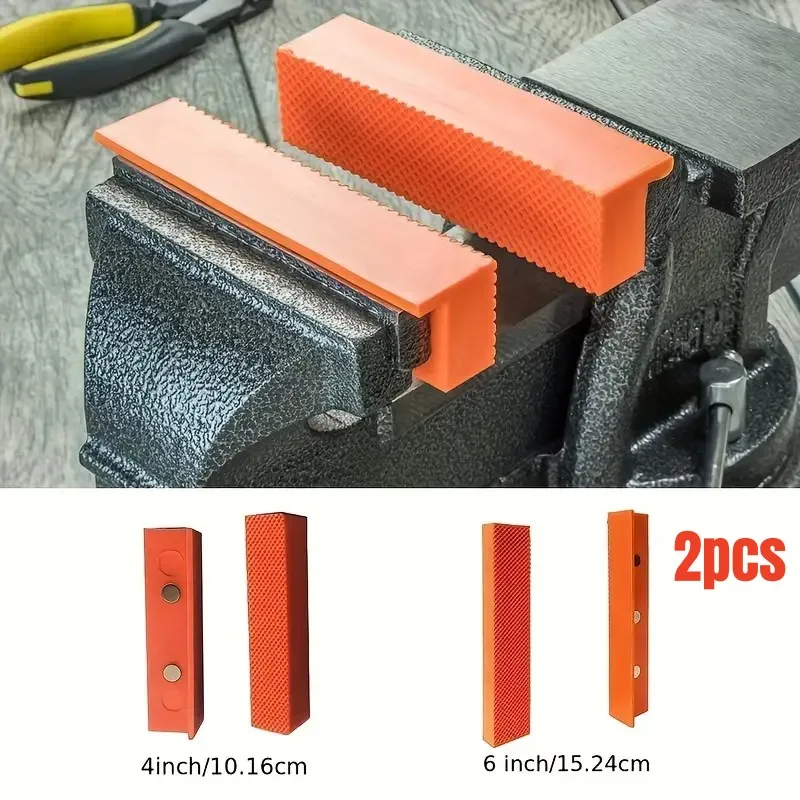 2pcs Nylon Bench Vise Jaw Pads 4/6Inch Magnetic Vice Protectors with Textured Surface for Enhanced Grip For Metal Vise Soft