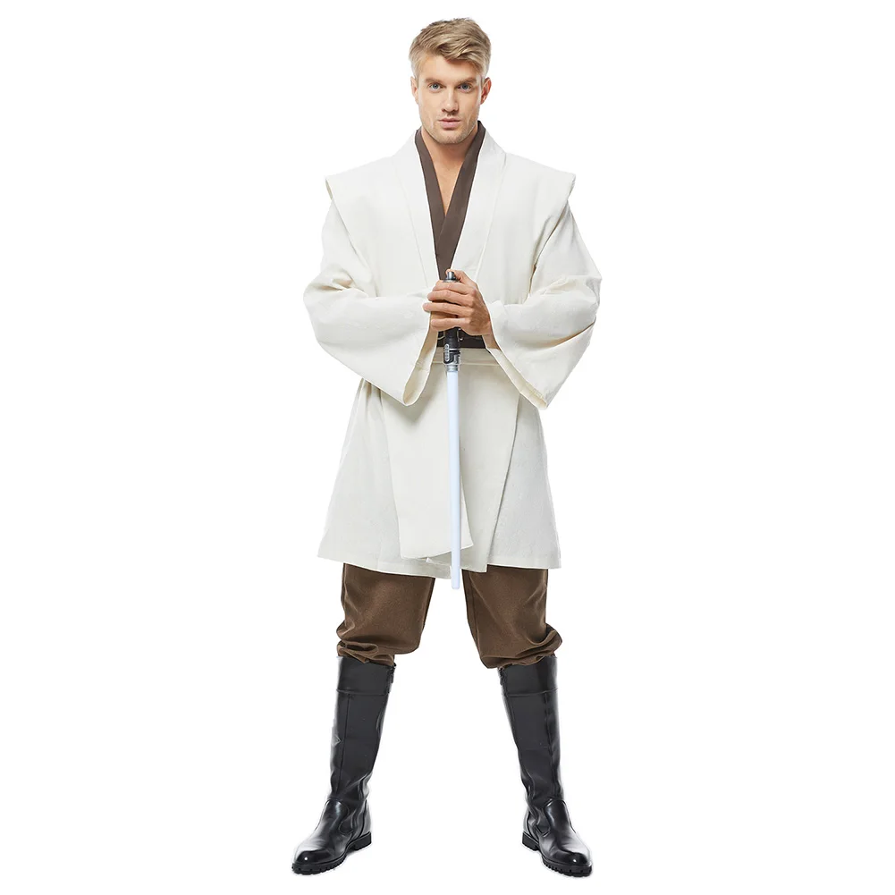 Anakin Cosplay Costume pour hommes adultes, Obi Wan Movie Space Battle Knight Roleplay Robe, Everak Black, trempé, Halloween Party Grill