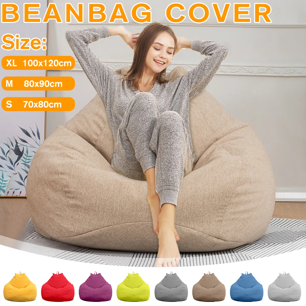 K-STAR Lazy Comfortable BeanBag Sofas Cover Chairs Without Filler Linen Cloth Lounger Puff Couch Tatami Living Room Furniture 