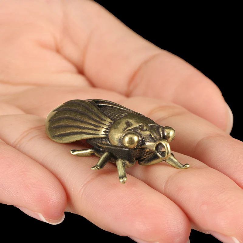 Imitation Solid Brass Toad Cicada Fish Figurine Ornaments Alloy Animal Model Statue Miniature Desk Decoration Vintage Home Decor