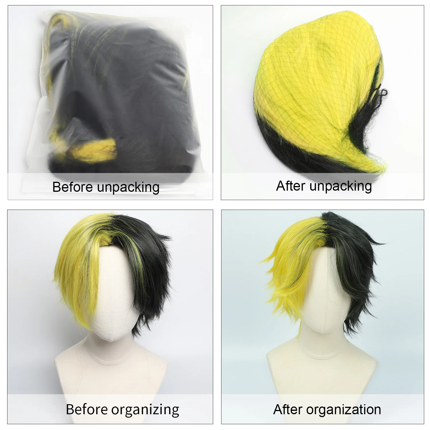 Cosplay Wig Mashle: Magic and Muscles Anime Wig Rayne Ames Anime Game Role-Play Wig Short Dark-green and Yellow Ombre Synthetic view 4