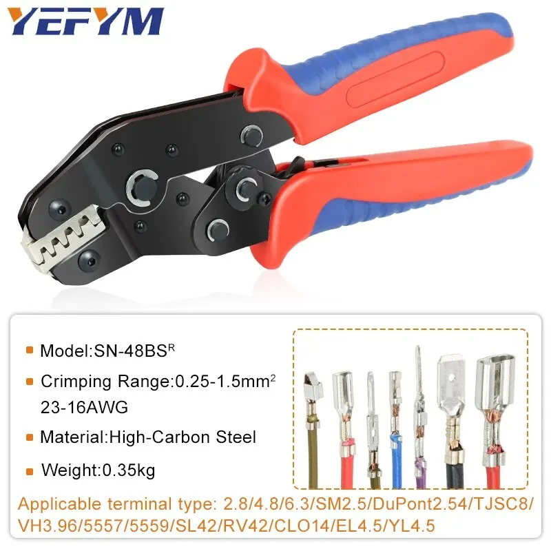 SN Series Crimping Pliers SN-48BS 0.25-1.5mm2/23-16AWG For Tab 2.8 4.8 6.3 SM2.5 DuPont2.54 Car Connector Wire Ratchet Tools image 2
