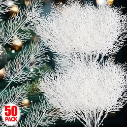 Artificial Christmas Snow Pine Needles Christmas Fake Snow Pine Needles Branch Party Wreath DIY New Year Gifts Table Decoration