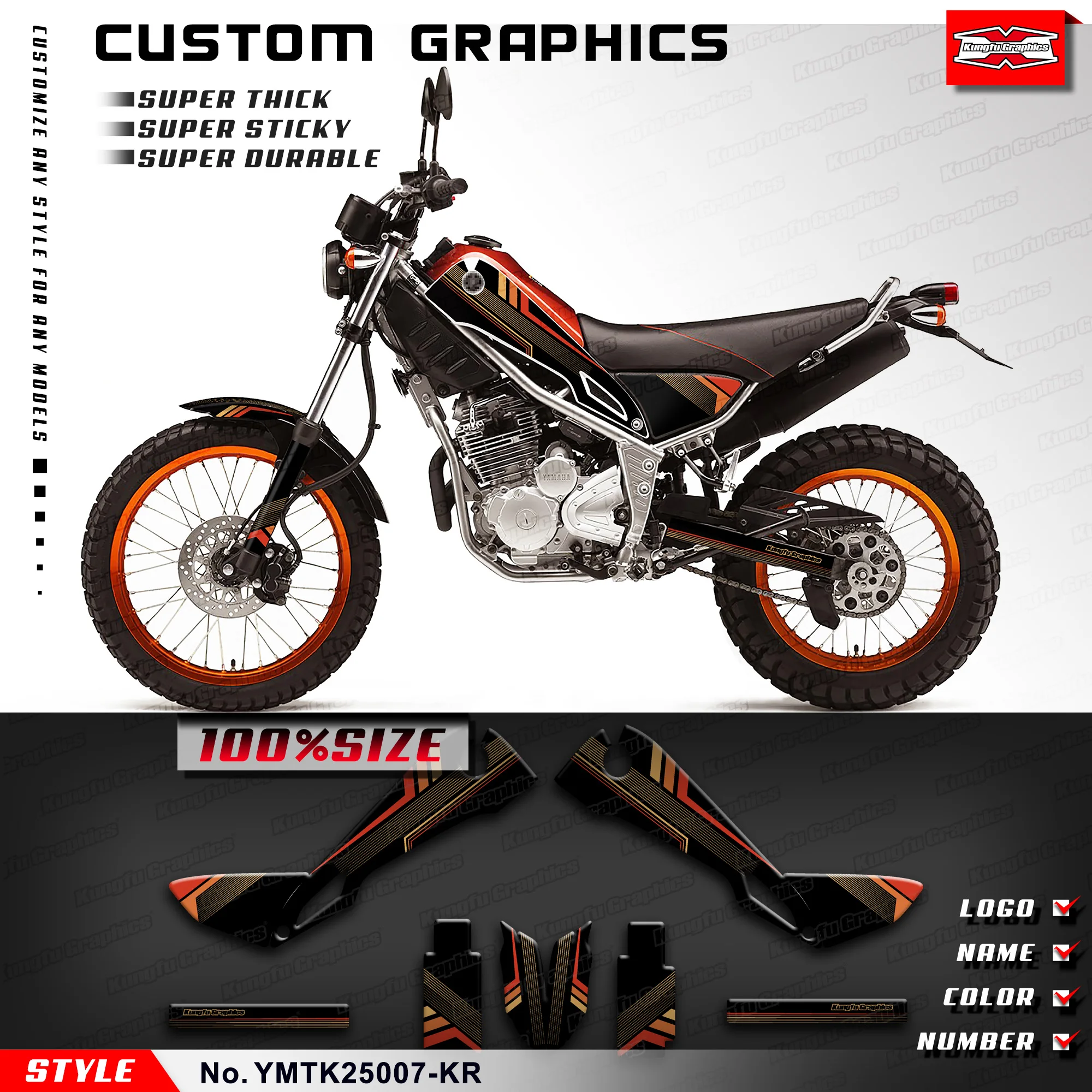 

KUNGFU GRAPHICS Adhesive Sticker Vinyl Decal for Yamaha Tricker 250, YMTK25007-KR