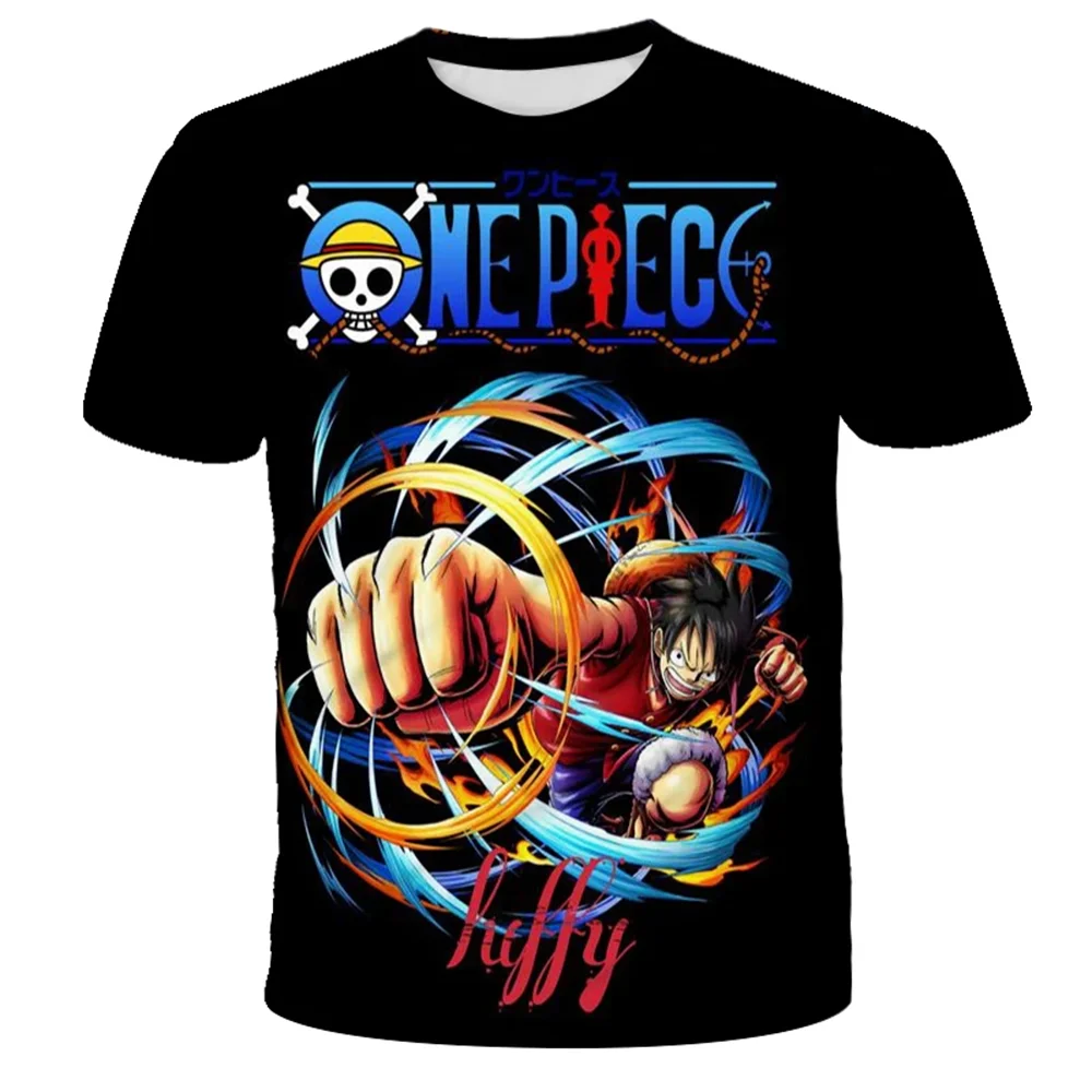 Anime One Piece Luffy Jungen T-Shirt CosPlay Kurzarm Herren Cartoon Oberteil Locker Atmungsaktiv Herren Freizeitkleidung