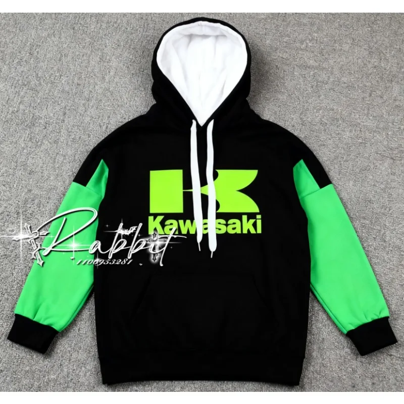 25/26 Kawasaki Racing Track Rider nueva moda Sudadera con capucha de los hombres de carreras de motocicletas deportes de ciclismo ocio Sudadera con capucha suelta y cálida