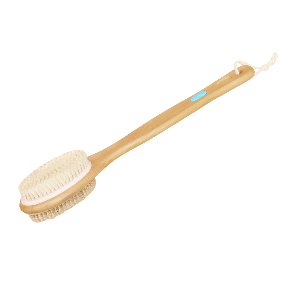 

1pcs Massage Bath Brush Double-Sided Hard Bristle Shower Comb Antiskid Silicone Wood Color Long Handle For Deep Cleaning Family