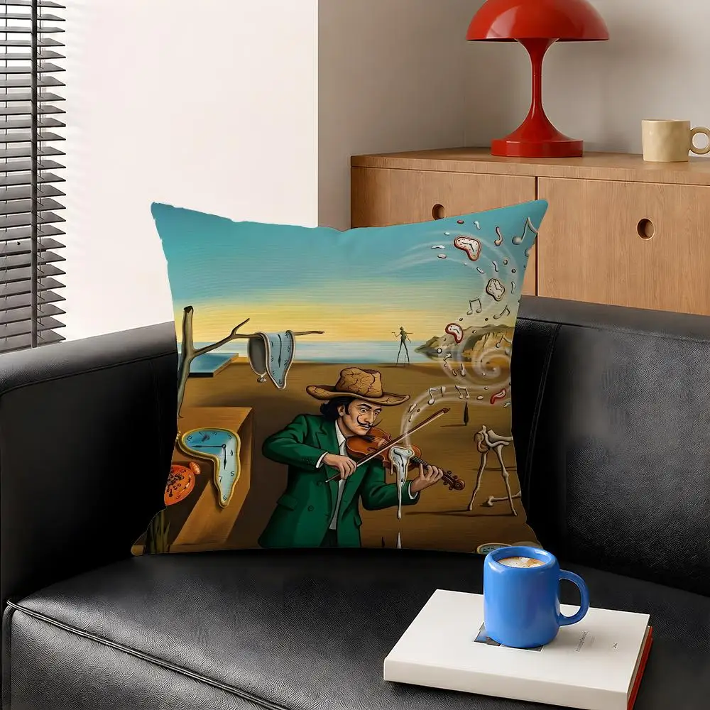 Artist Salvador Dali Surrealism Cushion Cover Decorative Pillowcase Soft Short Plush Cozy Durable Sofa Home Decor Items Gift