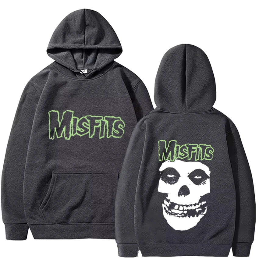 Horror Punk Misfits Skull Graphic Print Hoodie Gothic Harajuku Hoodies Fleece Cotton Clothes Women Men Rock Sweatshirt Pullover