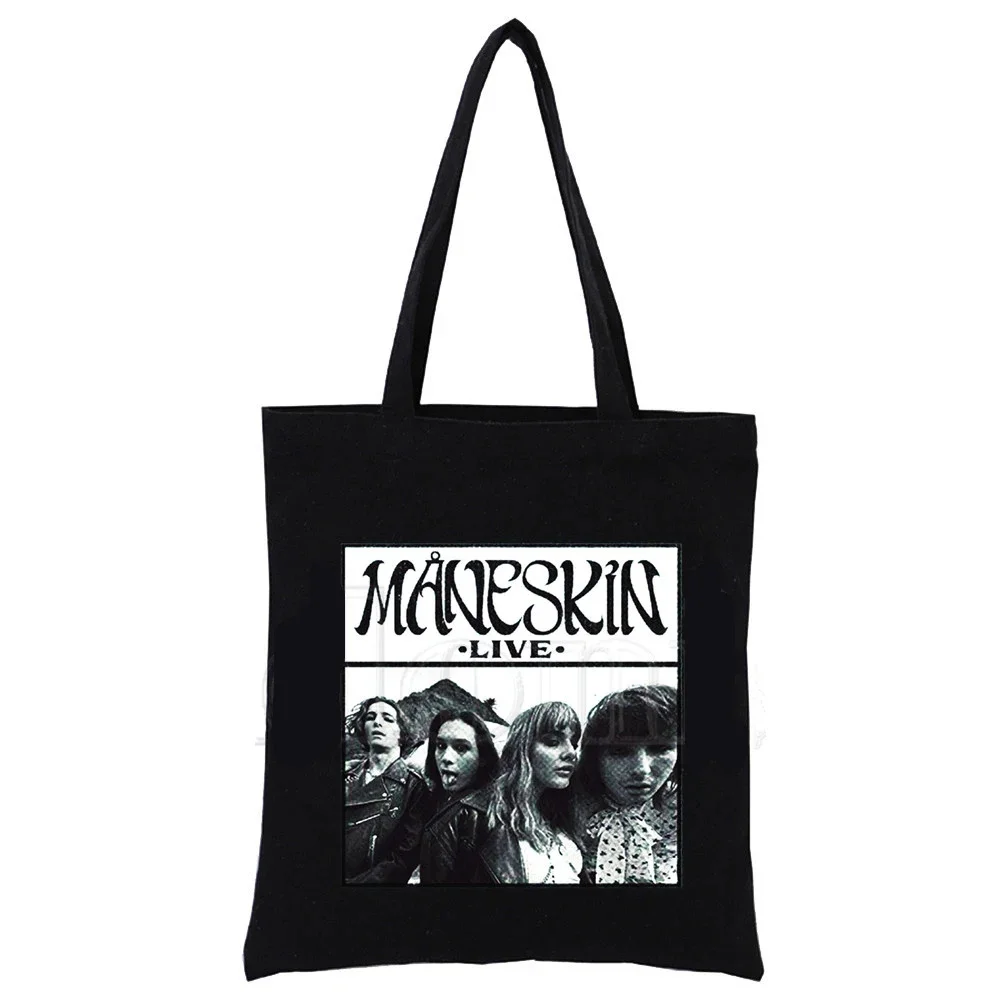 Maneskin Casual Large Capacity Shoulder Bags Shopper Canvas Harajuku  Print Ulzzang Handbags Cheap Women