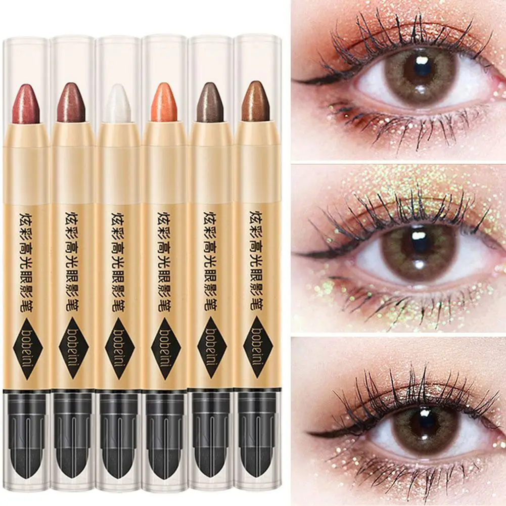2 in 1 펄리 아이섀도우 스틱 펜슬 방수 글리터 메이크업 눈가 마감 아이섀도우 아이 하이 매트 피그먼트 P5V2