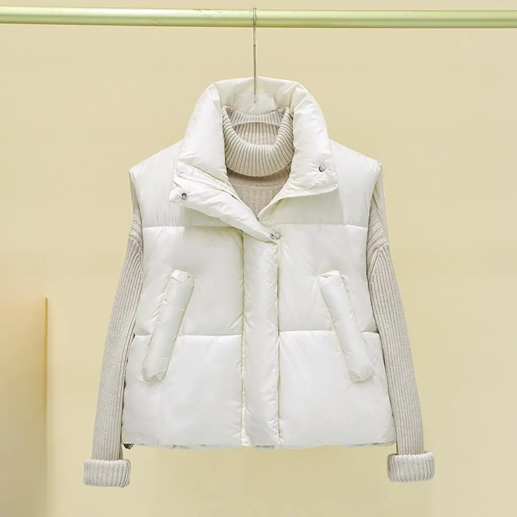 

Women's down Cotton-Padded Jacket Vest Korean Loose Fit Solid Color Autumn Winter Warm Waistcoat Coat