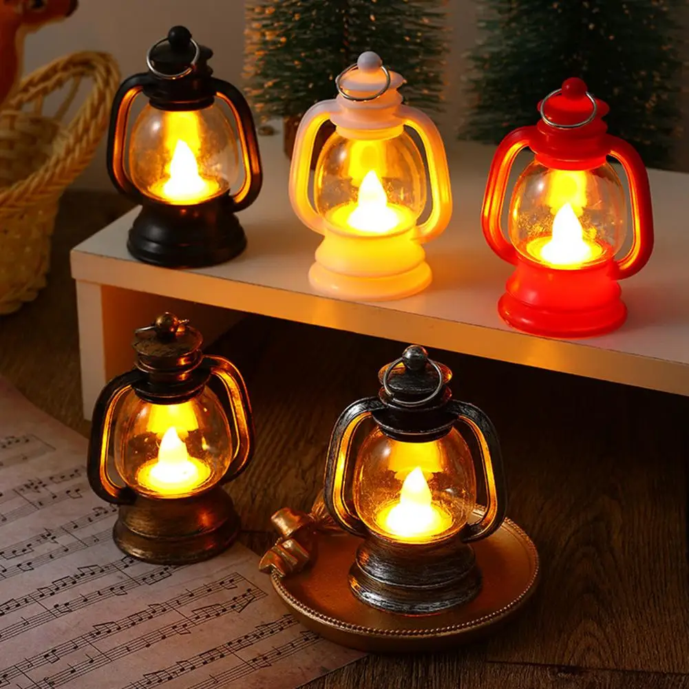 Small Oil Lamp Fine Workmanship Oil Lamp Retro Led Oil Lamp Lantern Multifunctional Night Light for Xmas Decoration with Warm