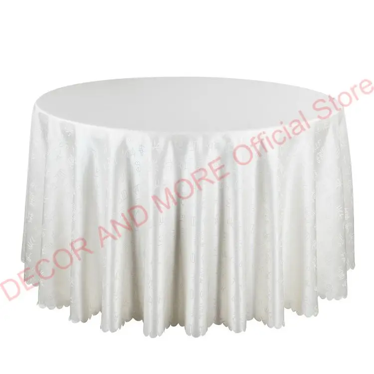 260cm Polyester Jacquard Red Gold Table Covers For Hotel Party Dining Round Table Cloths Decoration White Tablecloth Rectangular