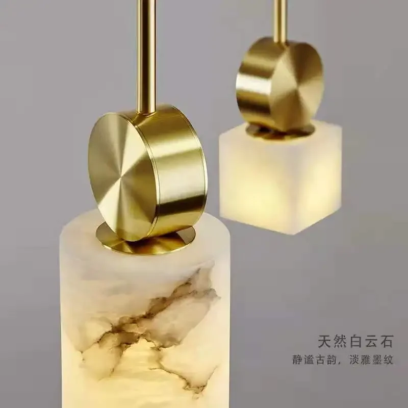 Simple Bedside Copper Pendant Lights Indoor Lighting Kitchen Dining Room Hanging Lamp Home Decor Marble Chandelier Pendant Lamps