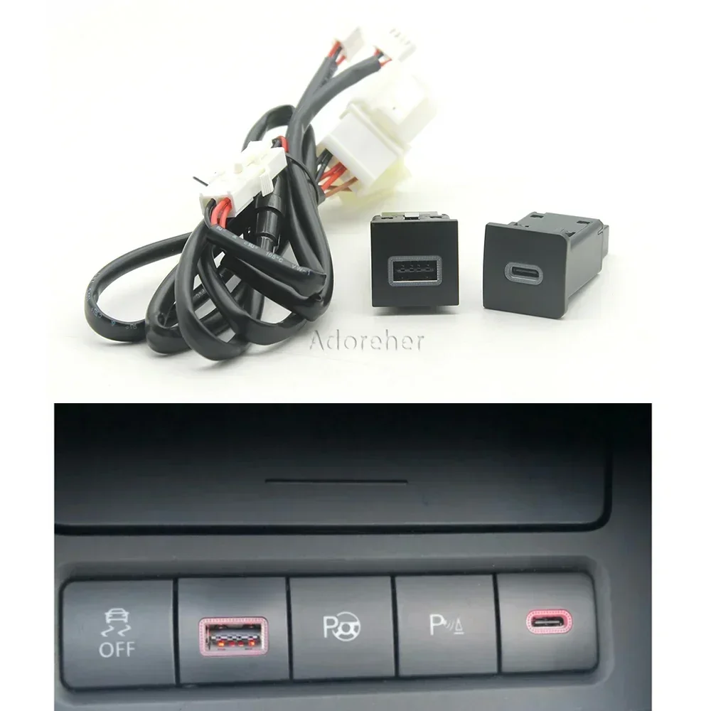 

For VW Golf 6 Jetta 5 MK5 Scirocco 2006 - 2012 Car USB Charger PD Quick Charge QC3.0 Auto Phone Charging Adapter Button