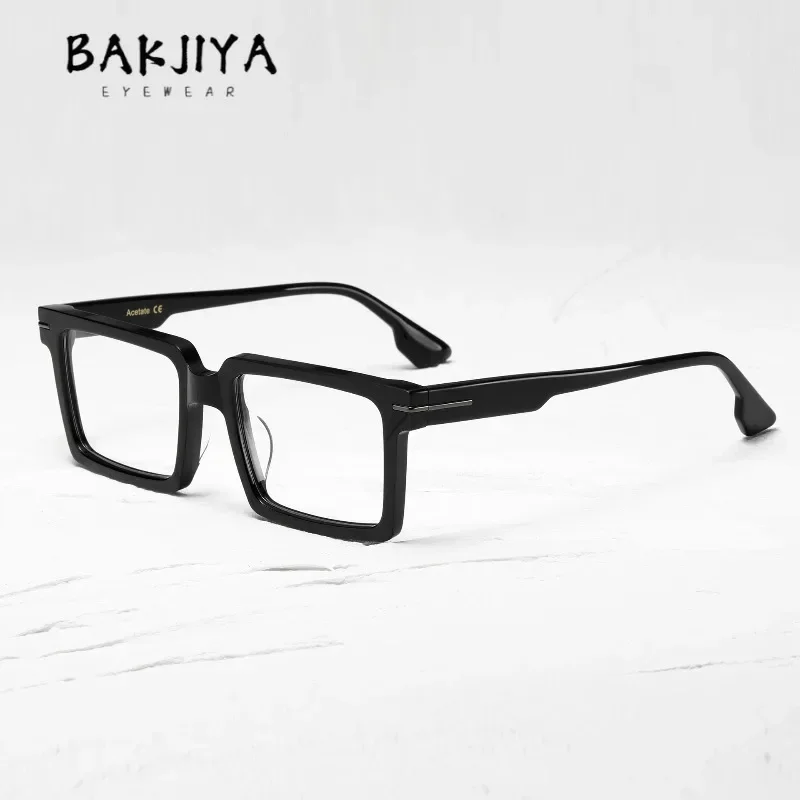 BAKJIYA Optical Acetate Eyeglasses Frame Computer Diopter Prescription Glasses Large Frame Men Thick Retro Square Glasses GK2401