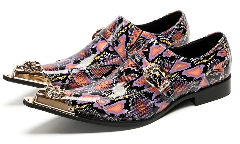 Herrenschuhe aus echtem Pythonleder, formelle Anzugschuhe mit Metallketten-Dekor, luxuriöse Modeschuhe für Frühling und Herbst, Business-Bankett-W – Detail 25