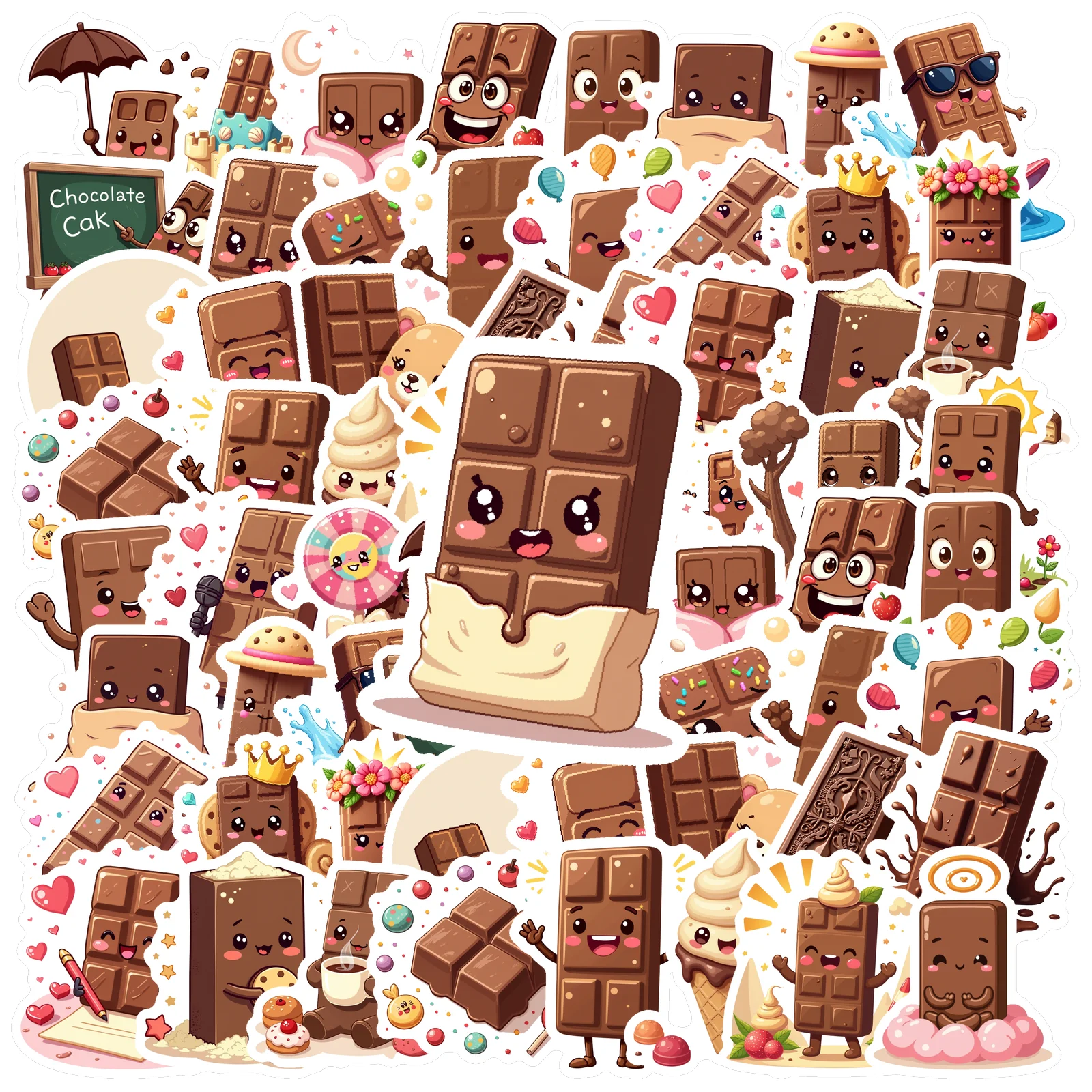 35pcs Chocolate Cookies Candy Sticker Waterproof Graffiti Computer Luggage Self Adhesive Personalized Stickers