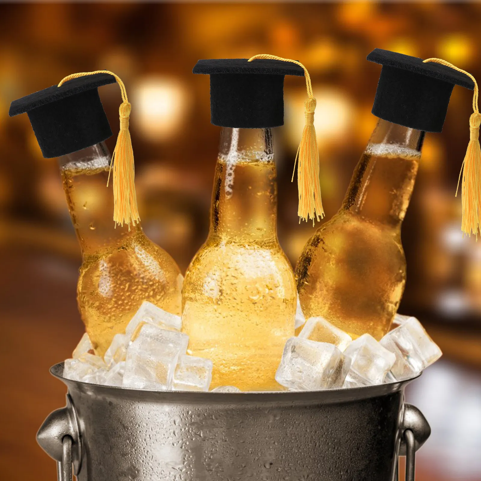 

Набор из 6 мини-колпаков-шапочек для бутылок вина, украшение для праздничных встреч, подарок, декор для пивных бутылок, креативный дизайн