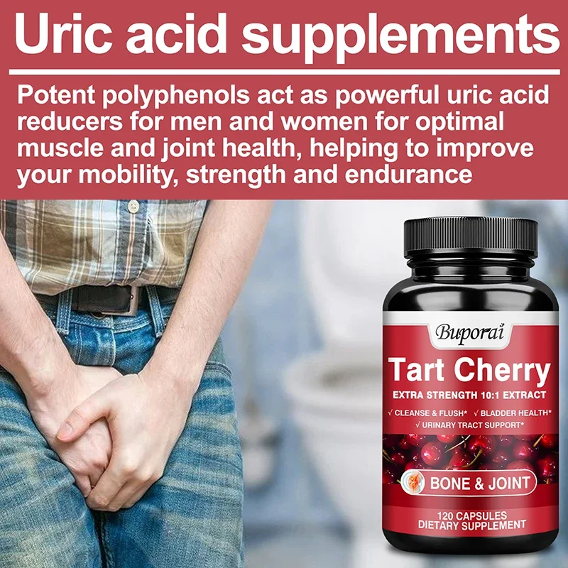 Tart Cherry Capsules - Uric Acid Cleansing, Joint Support, Muscle Health, Antioxidant