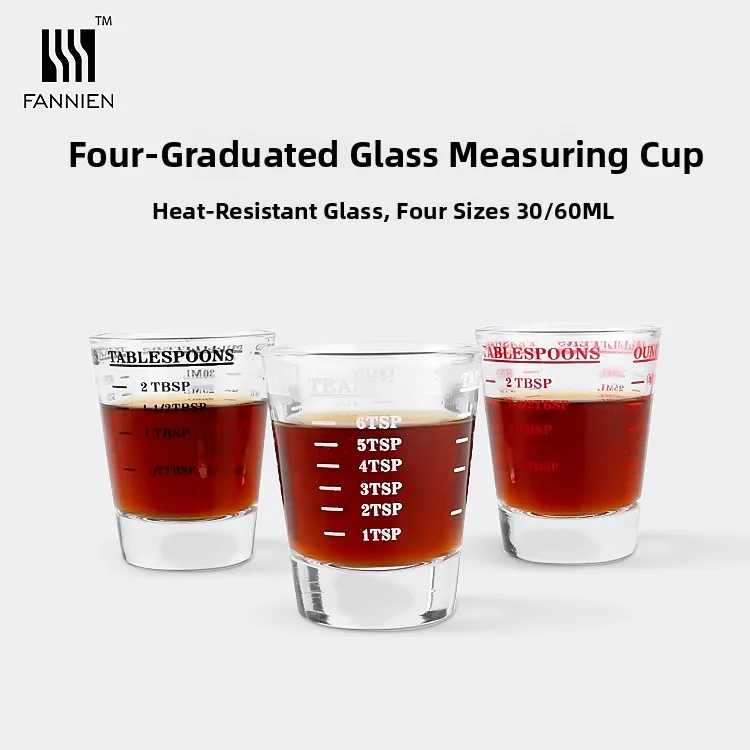 Thickened Italian Glass Ounce Cup with Scale for Concentrated Coffee And Baking Home Use 30ml 60ml Kitchen Cooking Utensils